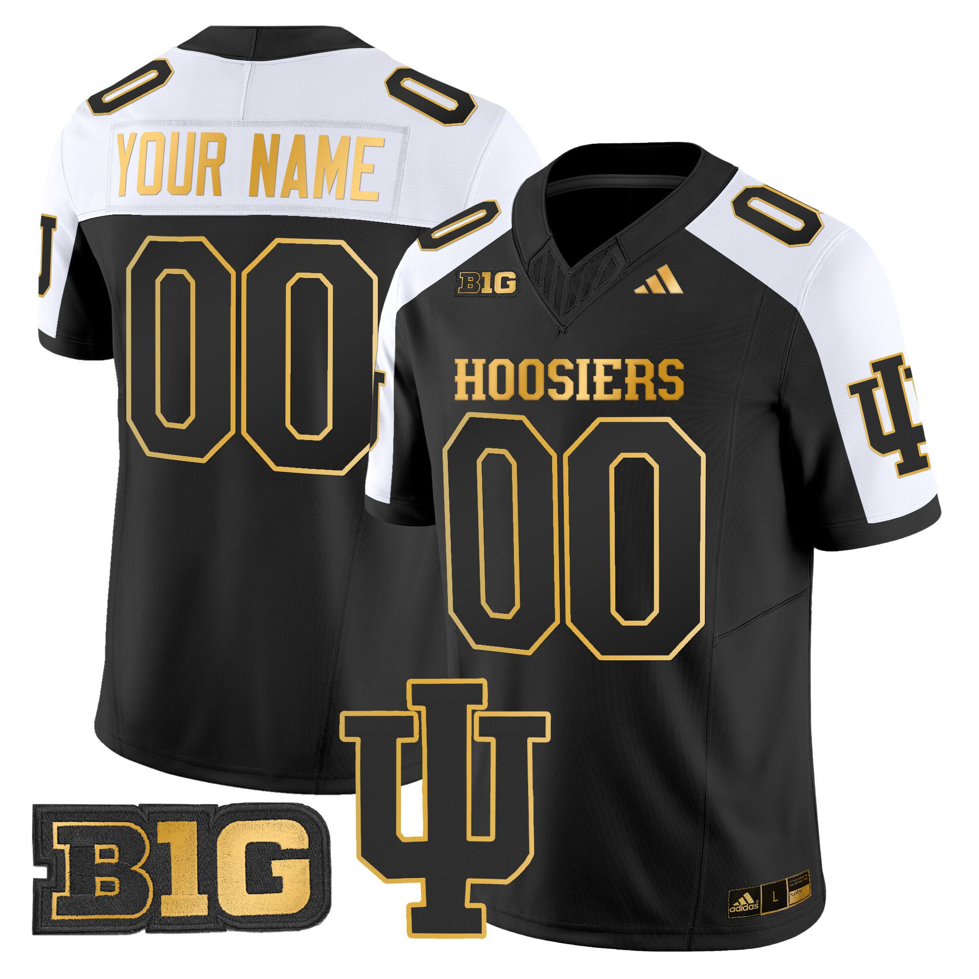 Men Indiana Hoosiers Black 2024 Gold Vapor Limited Custom NCAA Jersey